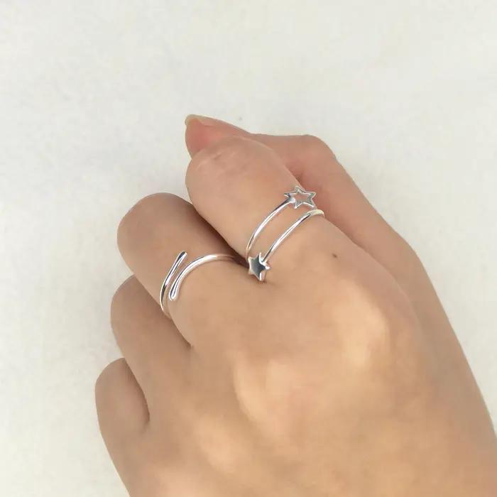 SOFTPIG – bague géométrique réglable en argent Sterling 925 véritable
