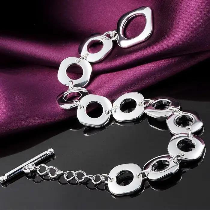 Bracelet en argent sterling 925 avec motif géométrique pour femmes et hommes, bijou moderne et élégant pour toutes les occasions