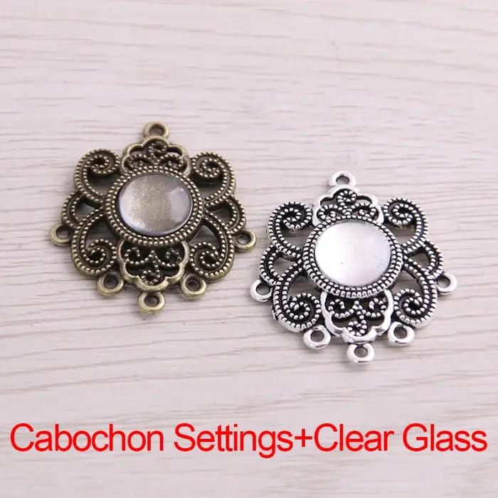 SWEET BELL – connecteur de Cabochon rond + pendentif à breloques