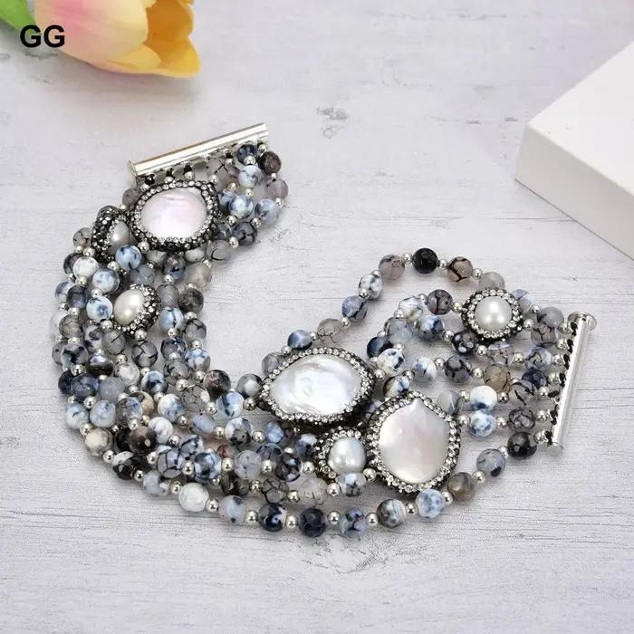 GuaiGuai-Bracelet en pierre d'agate ronde pour femme