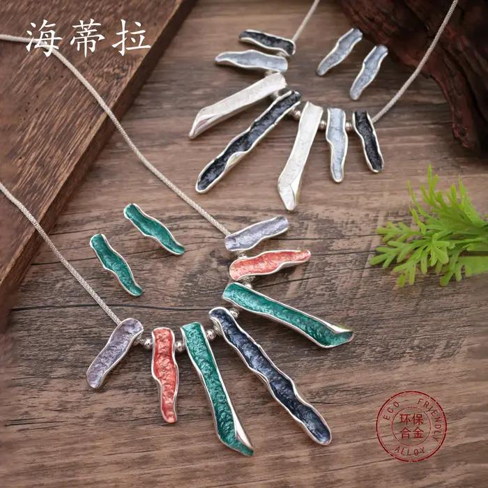 Ensemble de bijoux DIY boucles d'oreilles clous et collier géométrique en émail coloré pour femmes occasions spéciales