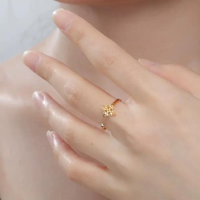Sipuris – anneaux ouverts en forme de nœud de sorcière avec zircon pour femmes, en acier inoxydable, anneau amulette en forme de nœud celtique, bijoux à la mode, cadeaux