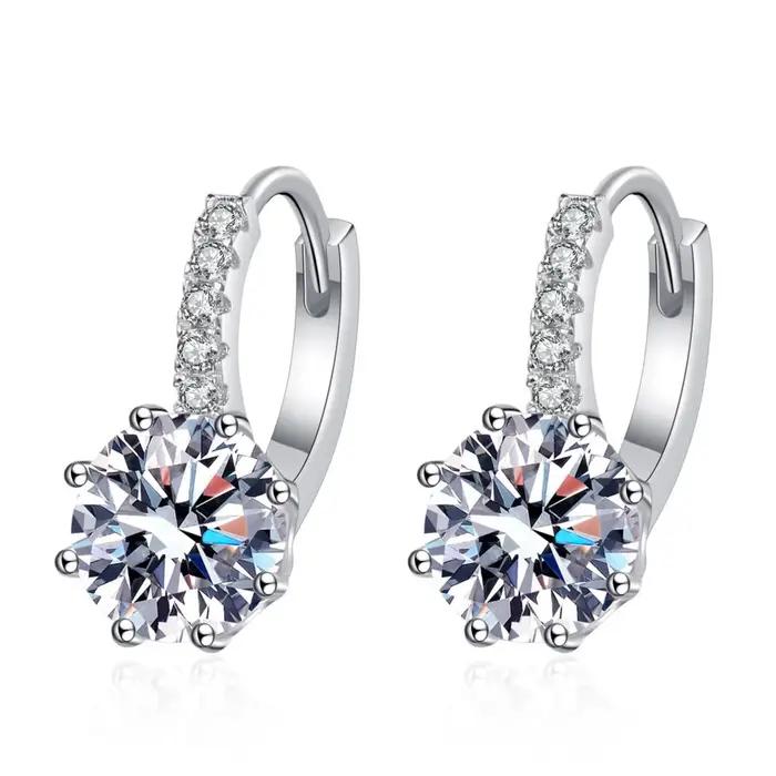 Boucles d'oreilles en argent sterling S925 avec moissanite BR 2CT pour femmes, petites boucles d'ore