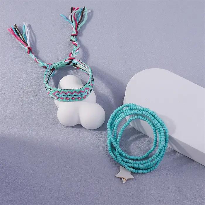 Bracelets de cheville brodés tressés bohèmes faits à la main pour filles