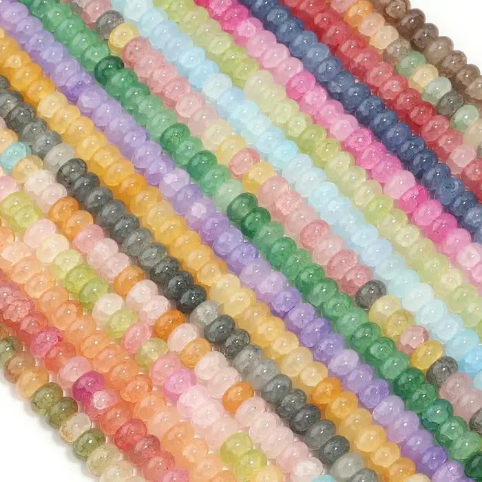 1 chaîne 5x8mm perles de verre boulier coloré plat rond
