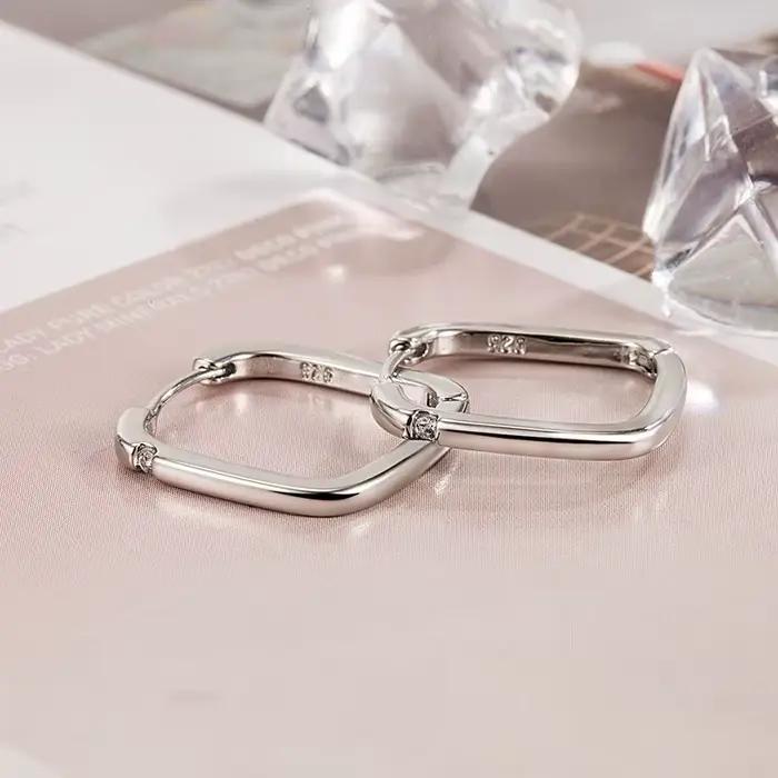 Boucles d'oreilles en argent Sterling 925 pour femmes, boucles d'oreilles carrées géométriques en Zircon, bijoux à la mode, cadeau de fête, de mariage