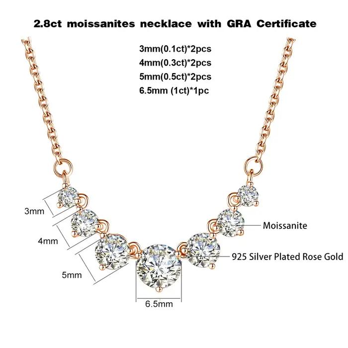 SBeauté 7 Charbon Mosanites Diamond Colliers pour femmes