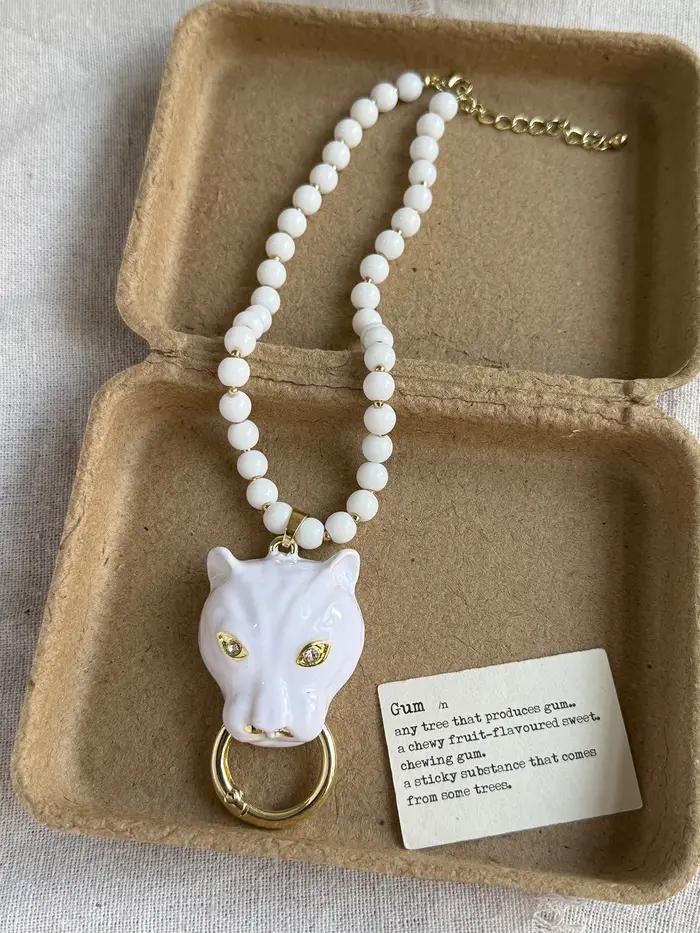 Collier pendentif léopard en émail élégant LATS pour femmes