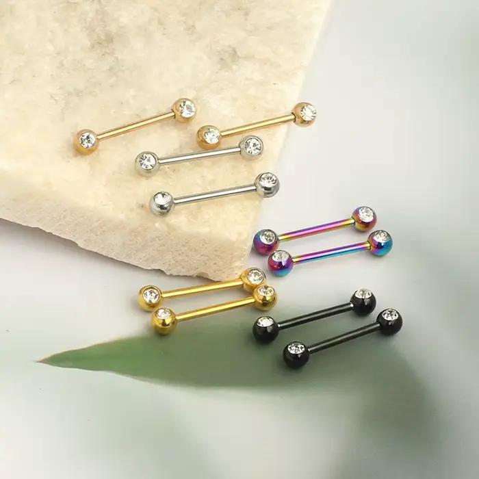 Anneaux de téton en acier inoxydable doré plaqué argent plaqué rhodium imitation bijoux piercing pour femmes occasions spéciales romantiques