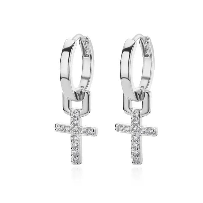 Boucles d'oreilles en forme de croix en Zircon pour femmes