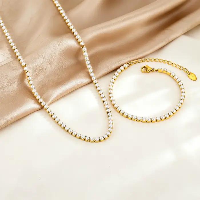 Bracelet de tennis moderne en perles pour femme