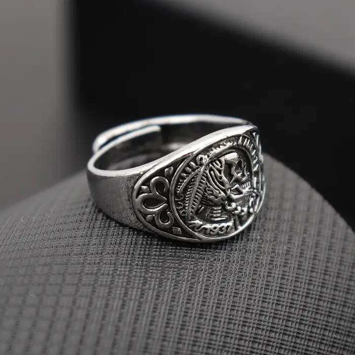 Bague Punk tête de crâne amérindien pour hommes