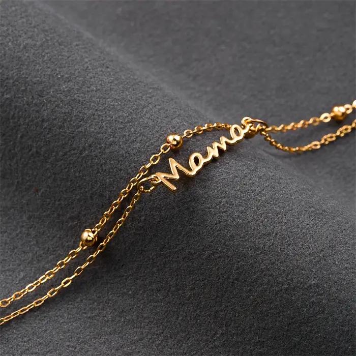 Bracelet à la mode avec pendentif lettre maman pour femme