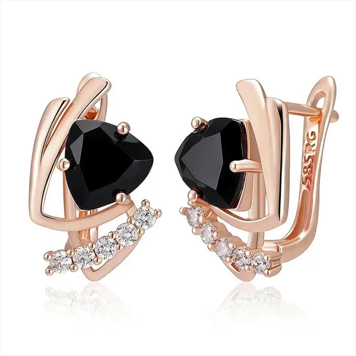 Boucles d'oreilles en pierre noire WBMQDA pour femmes, élégantes et modernes, parfaites pour les occasions spéciales et les cadeaux