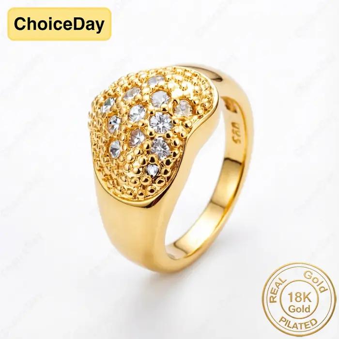 Bague en zircon en forme de cœur plaquée or 18 carats pour femme - Bijou de mode