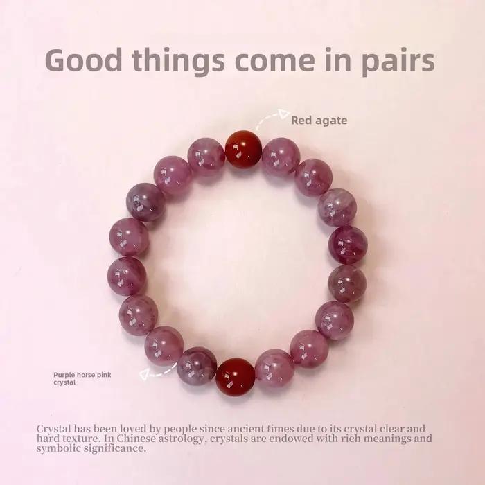 Bracelet en perles de quartz rose naturel pour femmes