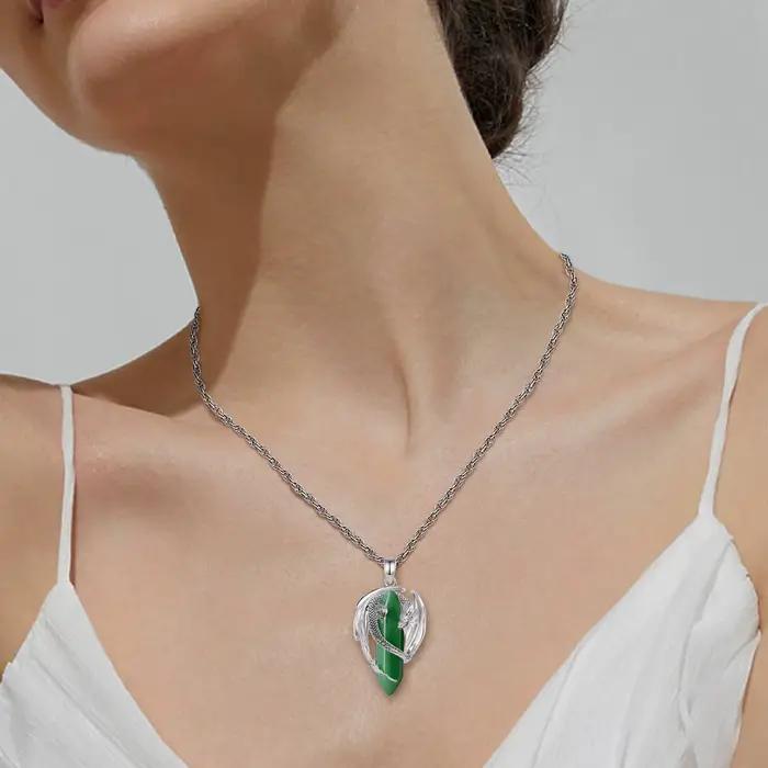 Pendentif Eudora Dragon en Obsidienne Naturelle et Pierres Précieuses pour Femmes Occasions Spéciales Protection et Beauté Intérieure