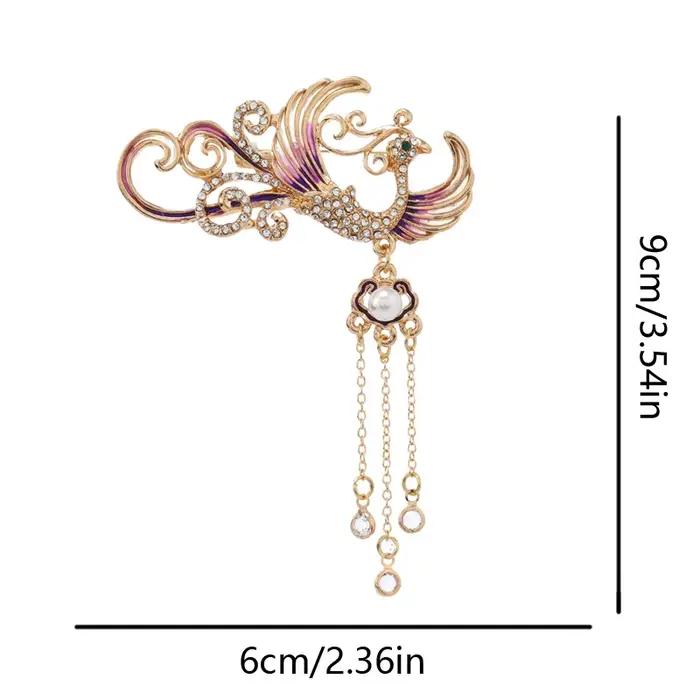 Pendentif Phoenix Paon Enamel Glass Rhinestone Resin Pearl Bijou Elégant Femme Occasions Spéciales