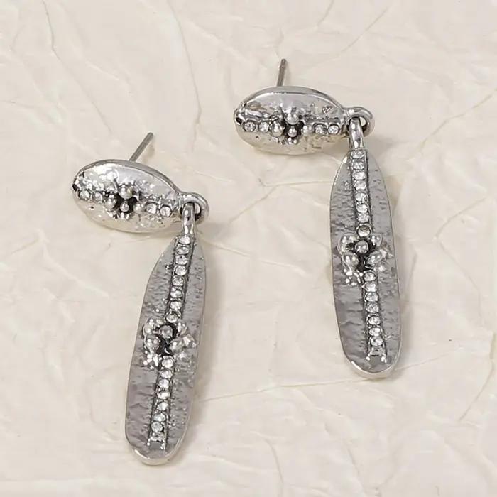 Nouvelles Boucles d'Oreilles Géométriques en Métal ZAA 2026 avec Strass Brillants pour Femme
