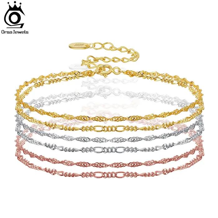 ORSA jewelry – Bracelet Double couche en argent 925 massif pour femme et fille