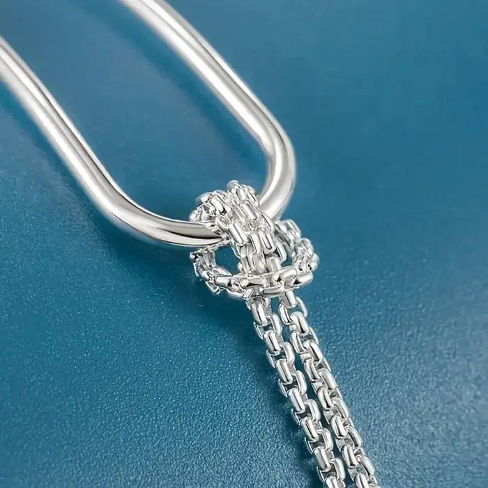 Bracelet en argent Sterling 925 chaîne double couche nouée design collage géométrique pour femmes occasions spéciales élégantes minimalisme bijoux女性用户请注意,最后的标题行是用于搜索引擎优化(SEO)的长尾关键词描述,并不包含任何价格、产地或品牌信息。这个描述是为了吸引潜在客户并提升网站在搜索结果中的排名而设计的。