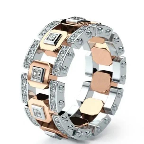 Bague de fiançailles plaquée moderne à la mode pour femmes, couleur fendue, créative et complète