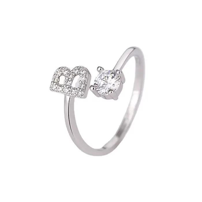 Buyee – bague Alphabet anglais en argent Sterling 925 pour femmes, anneau en Zircon blanc clair, cer