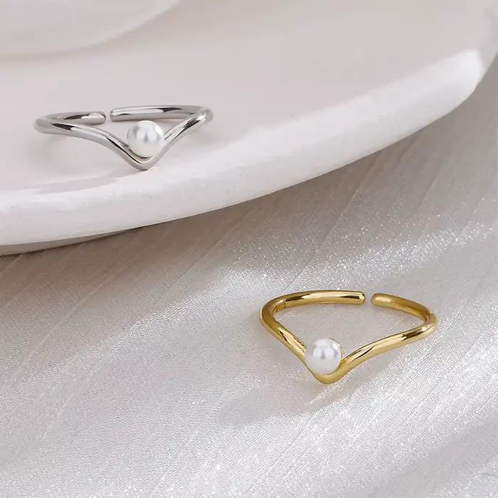 VIVILADY – bagues romantiques en forme de V en argent avec perles