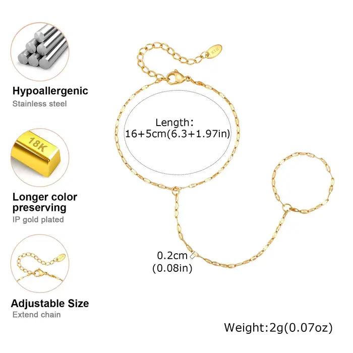 Bracelet chaîne de doigt en acier inoxydable pour femme