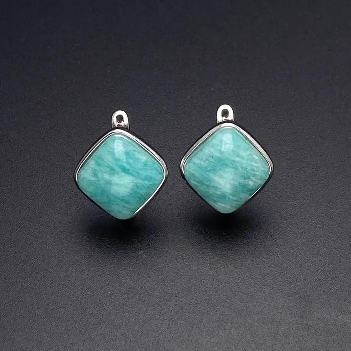 Boucle d'oreille Larimar naturelle élégante en argent Sterling 925