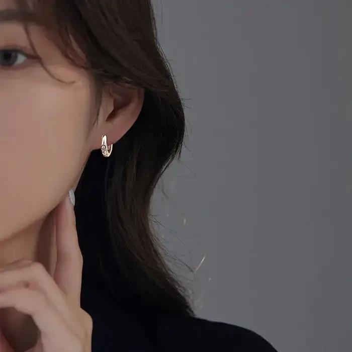 Boucles d'oreilles étoile rétro en argent 925 véritable pour femmes
