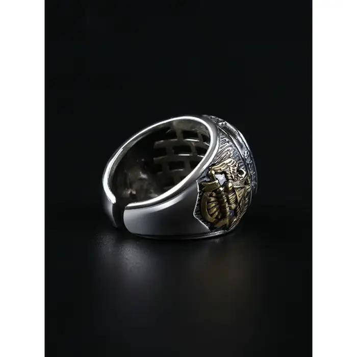 Bague en argent sterling motif Œil de Dieu style vintage pour hommes grandes occasions spéciales hip-hop modernité