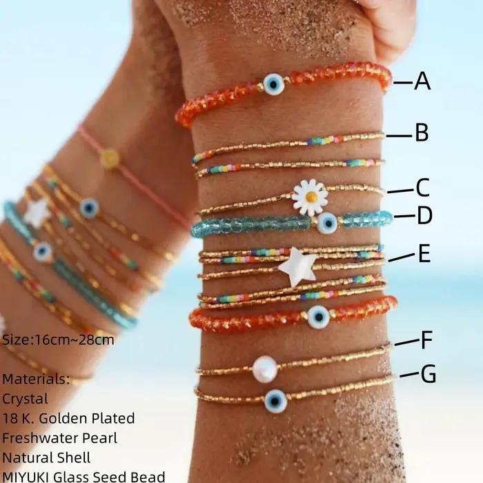Bracelet mauvais œil en perles de cristal pour femme