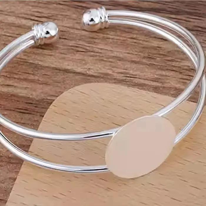 1 pièce 18 mm Base de bracelet manchette ouverte ronde plate pour cabochon