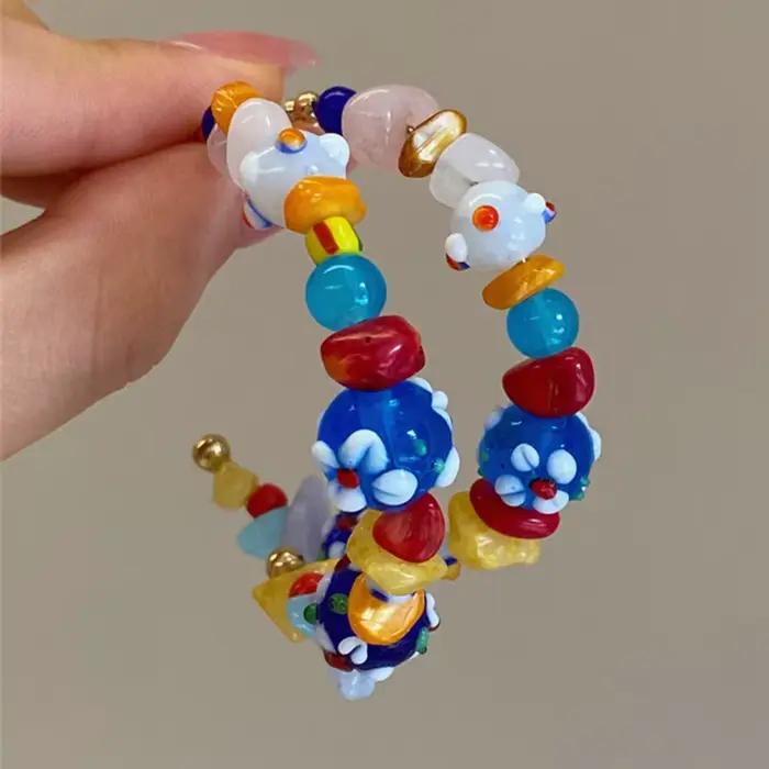 Boucles d'oreilles bohèmes géométriques multicolores pour femmes occasions spéciales cadeaux de fête