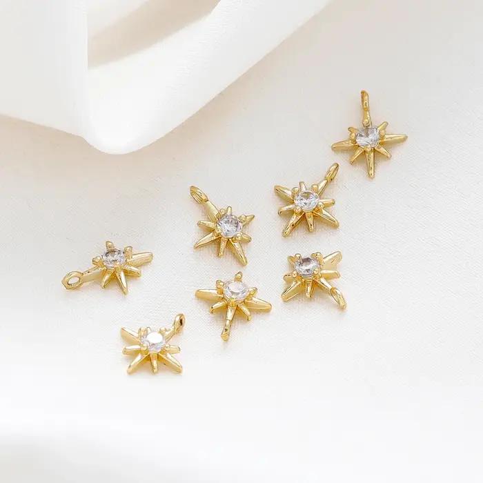 10 pièces/lot 18K couleurs or strass hexagramme étoiles pendentifs en laiton Bracelet breloque décoration pour collier fabrication de bijoux trouver