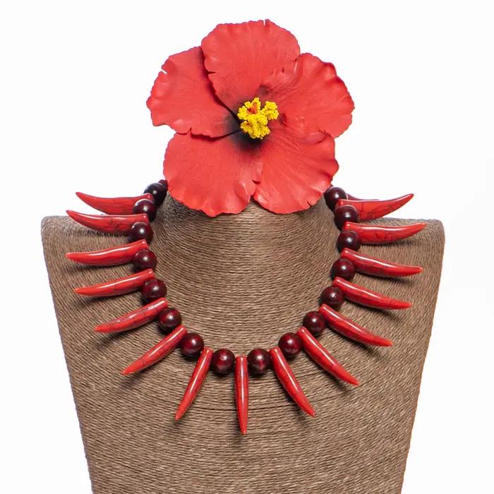 Collier Samoan Marron Ula Nifo Ula Lei, Tenue de Spectacles Culturels Esésiens, Hawaii, Fidji, Événements Festifs, Faux Sangliers, Républiques, 14 Pouces