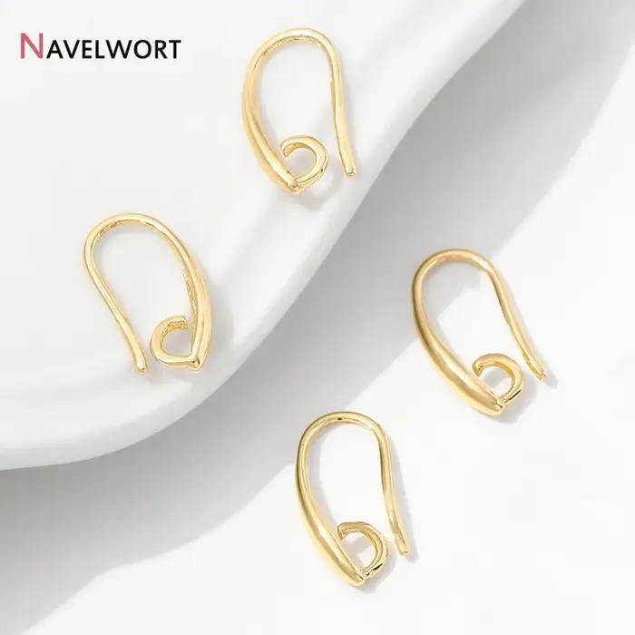 2/4/6 paires de crochets de boucles d'oreilles en laiton plaqué or 14 carats