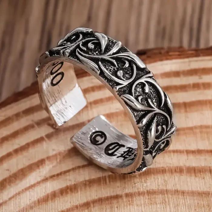 Bague rétro éternelle couleur argent Punk gothique Vintage anneau ouvert bijou de créateur fait à la main cadeau unisexe pour homme et femme occasions spéciales partys
