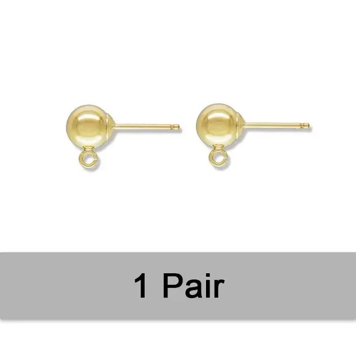 Boucles d'oreilles en or véritable 14 carats, 3MM/4MM/5MM/6MM, avec anneau en or pour la fabrication