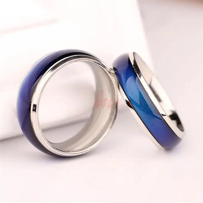 Bague d'humeur en acier inoxydable pour hommes et femmes