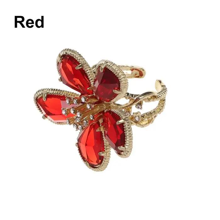 Bague en cristal de fleur de biscuits pour femmes et filles, bague de personnalité, ouverte, réglabl