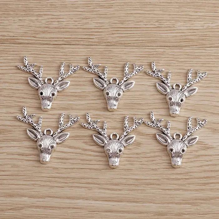Tusember 8 pièces 31*36mm alliage tête de renne breloques pour bricolage boucles d'oreilles colliers noël cerf pendentifs bijoux à bricoler soi-même faisant des résultats