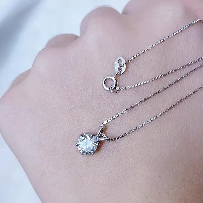 Pendentif Moissanite en Argent Sterling 925 pour Femme, Bijoux de Mariage et Cadeaux Occasions Spéciales