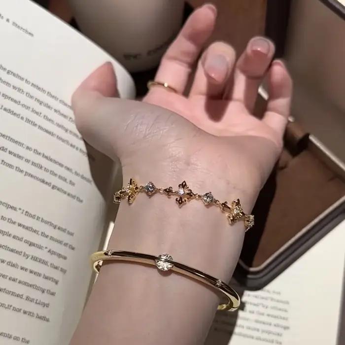 Bracelet jonc de luxe en zircon unique pour femme