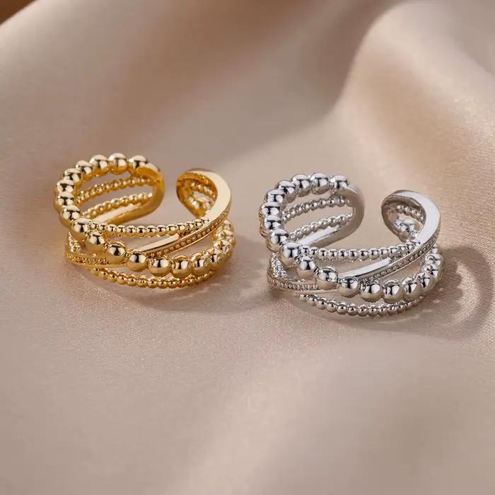 Bagues croisées en perles Vintage pour femmes et hommes