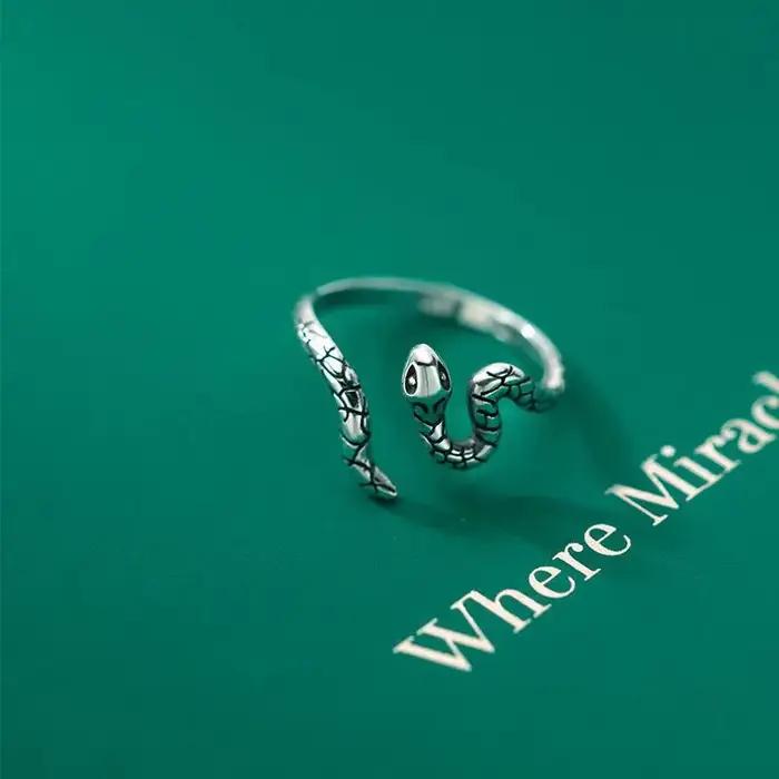 Nouveauté : bagues serpent en argent sterling 925 pour femmes