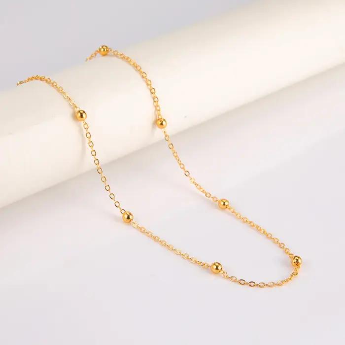 Amaxer Collier ras du cou simple en chaîne de perles or et argent pour femmes et filles