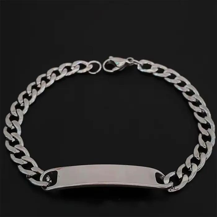 Bracelet de notes personnalisé en acier inoxydable, à la mode, avec nom sculpté réglable, pour homme