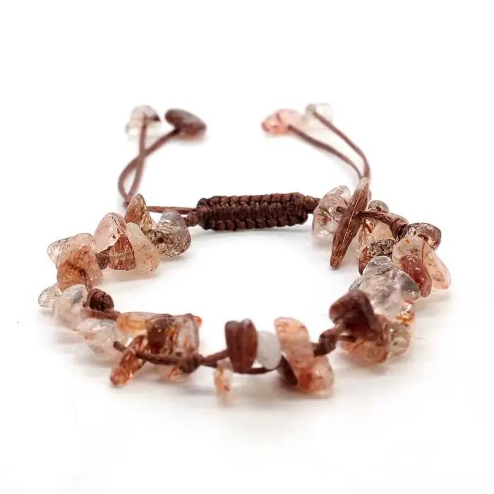 Bracelets tressés en pierre de cristal macramé pour femmes et filles